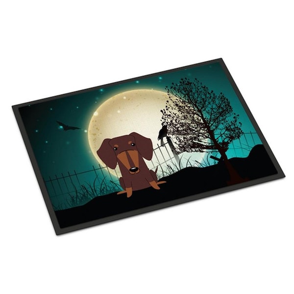 Carolines Treasures Halloween Scary Dachshund Chocolate Indoor or Outdoor Mat, 24 x 0.25 x 36 in. BB2321JMAT - main